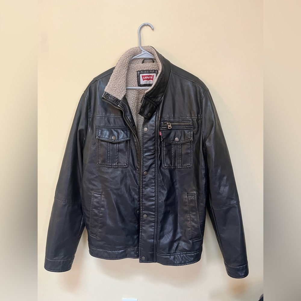 Faux leather and Sherpa jacket